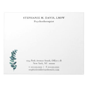 Simple Eucalyptus Personalized Therapist Notepad