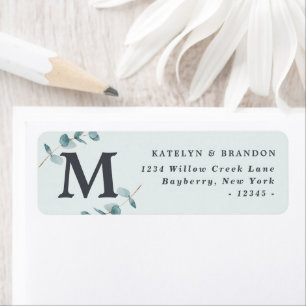 Simple Eucalyptus Rustic Monogram Return Address