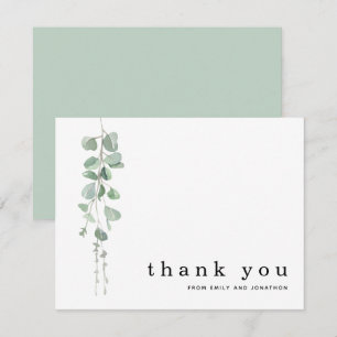 Simple Eucalyptus Sage Names Wedding Thank You  Card