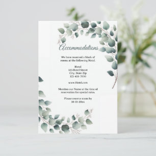 Simple Eucalyptus Wedding Accommodation Enclosure Card