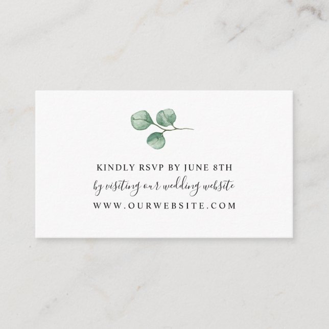 Simple Eucalyptus wedding RSVP online enclosure (Front)
