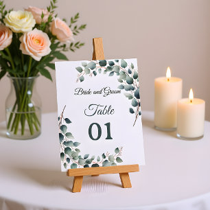 Simple Eucalyptus Wedding Table Card