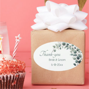 Simple Eucalyptus Wedding Thank-you Sticker