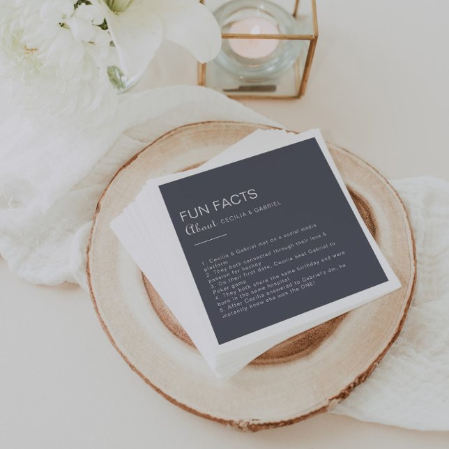 Simple Evening Boho Trivia Fun Facts Wedding  Napkin (Creator Uploaded)