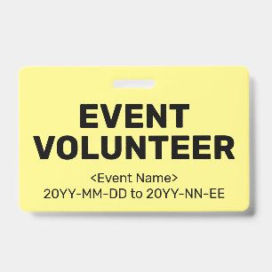 Simple "EVENT VOLUNTEER" Badge