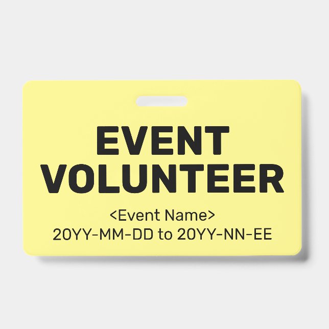 Simple "EVENT VOLUNTEER" Badge (Front)