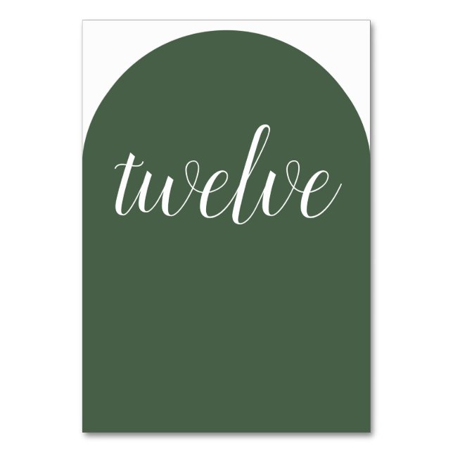 Simple Evergreen Rounded Table Number (Front)