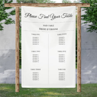 Simple Fabric Seating Chart - Custom Wedding Decor Banner