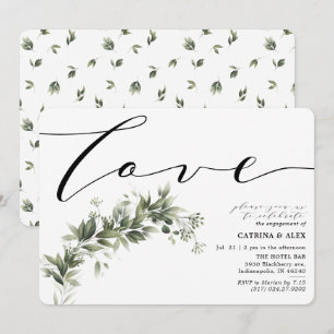 Simple Faded Greenery Engagement Party Invitation