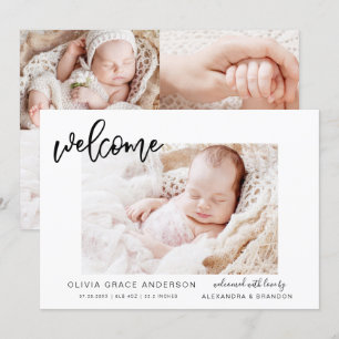 Simple Faire-part bébé Élégant Collage photo