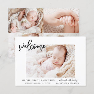 Simple Faire-part bébé Élégant Collage photo