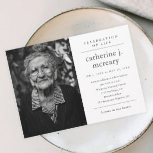 Simple faire-part de funérailles avec photo et typ