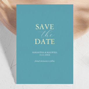 Simple Faire-Part de Mariage Bleu Turquoise