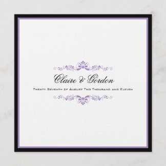 Simple Faire-part de mariage classique noir et vio