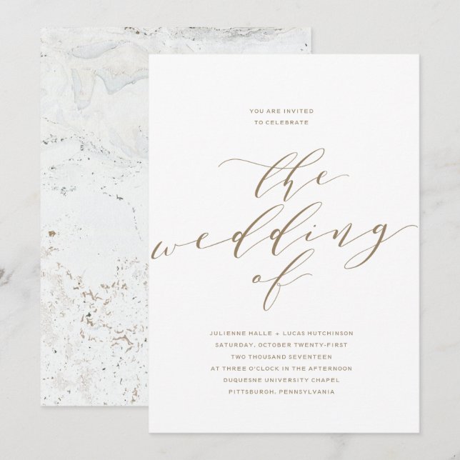 Simple Faire-part de mariage de calligraphie roman (Devant / Derrière)