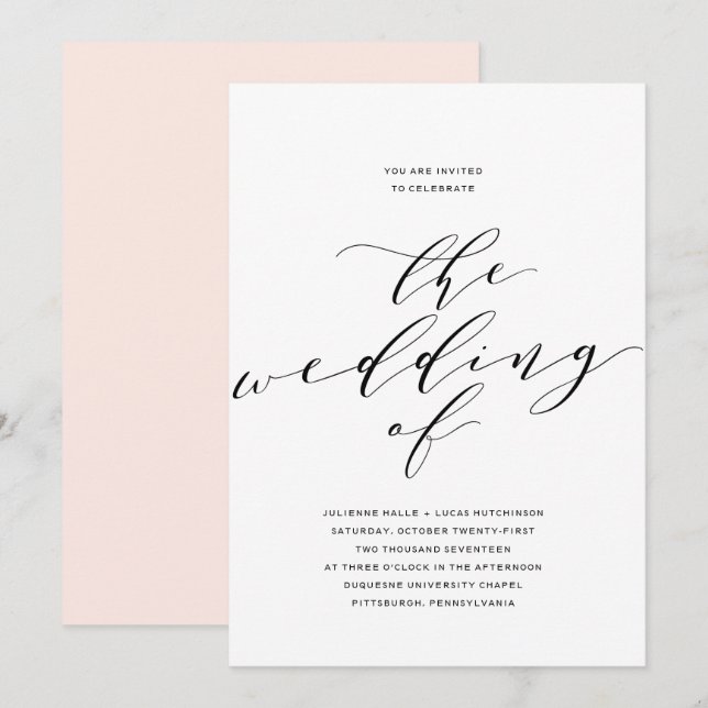 Simple Faire-part de mariage de calligraphie roman (Devant / Derrière)