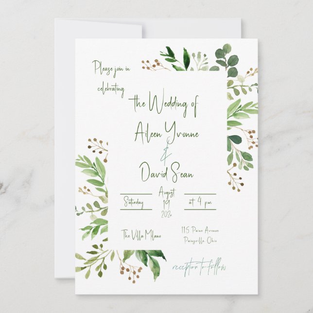 Simple Faire-part de mariage de verdure irlandaise (Devant)