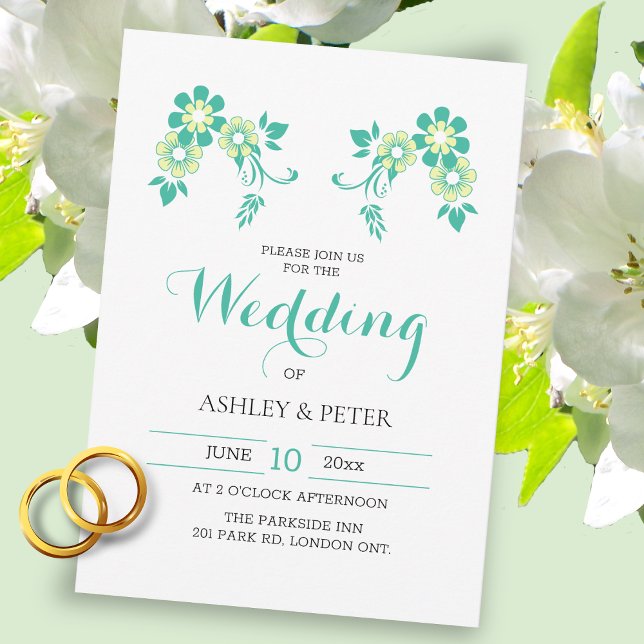 Simple Faire-part de mariage Floral Blanc (Créateur téléchargé)
