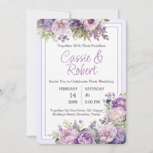 Simple Faire-part de mariage Floral Purple Moderne