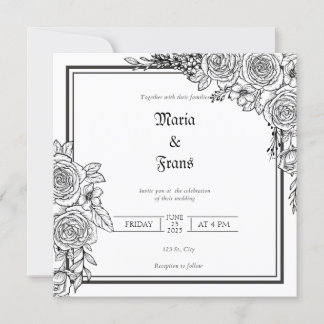 Simple Faire-part de mariage Floral Romance.