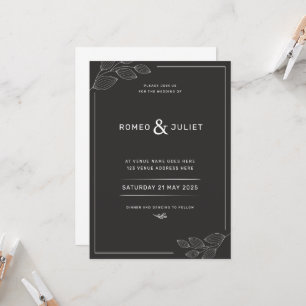 Simple Faire-part de mariage moderne noir et blanc
