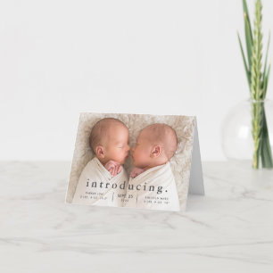 Simple Faire-part de naissance photo jumelle minim
