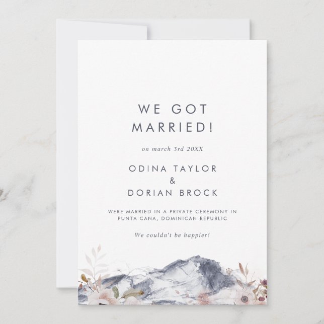 Simple Faire-part Floral Mountain Elopement (Devant)