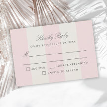 Simple Faire Rose Cabana Rayures Mariage RSVP
