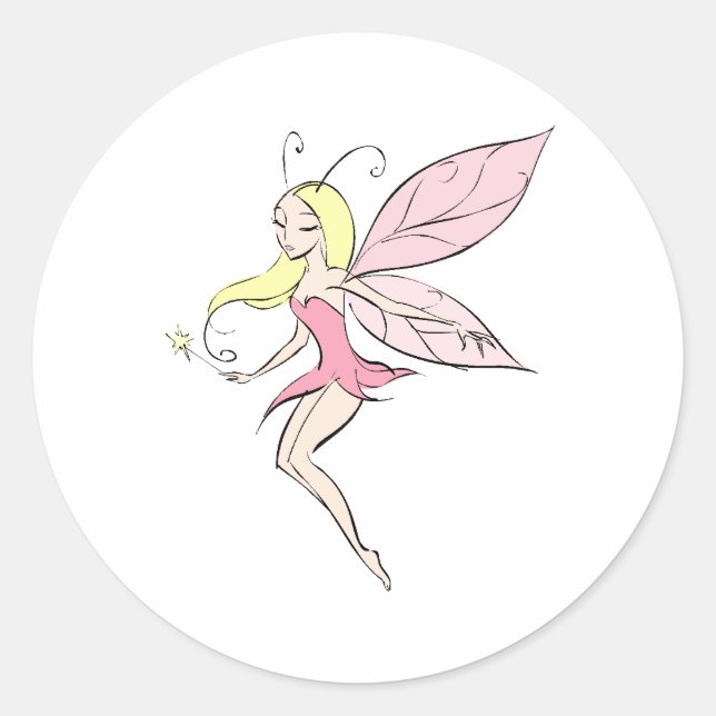 simple Fairy Classic Round Sticker (Front)
