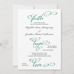 Simple Faith Hope Love Script Faire-part de mariag