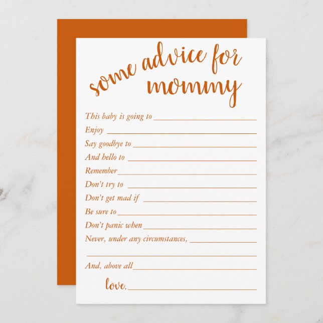 Simple Fall Advice | Burnt Orange Keepsake Card (Front/Back)
