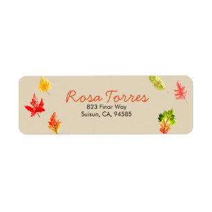 Simple fall autumn leaves address return label