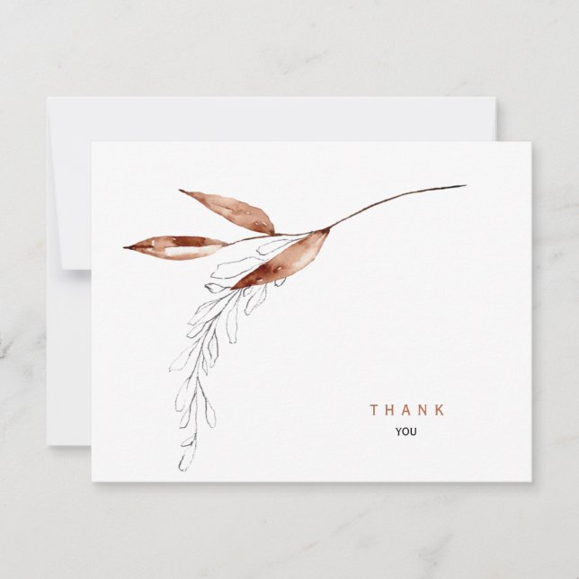 Simple Fall Foliage Funeral Thank You Name & Date Card (Front)