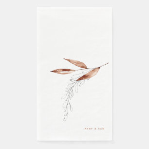 Simple Fall Foliage Wedding Couple Names Napkin