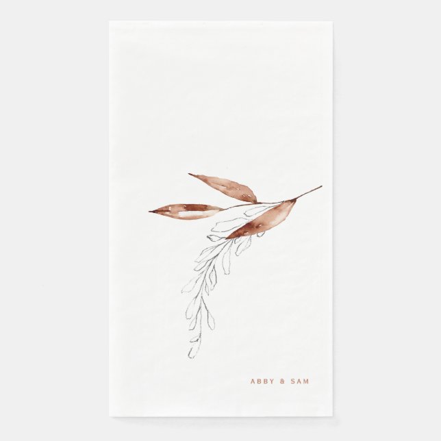 Simple Fall Foliage Wedding Couple Names  Napkin (Front)