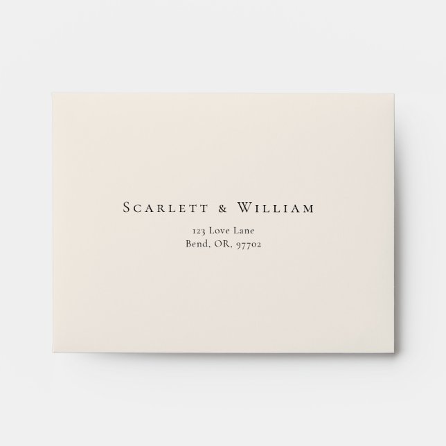 Simple Fall Leaf Cream Self Addressed Wedding RSVP Envelope (Front)