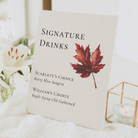 Simple Fall Leaf Cream Wedding Signature Drinks