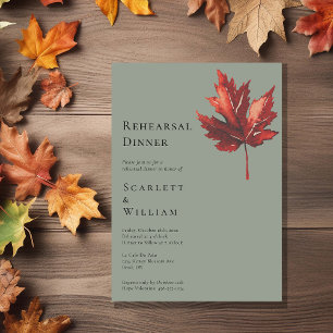 Simple Fall Sage Green Wedding Rehearsal Dinner Invitation