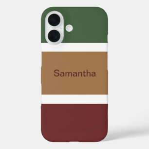 Simple Fall Striped Pattern Personalized iPhone 16 Case