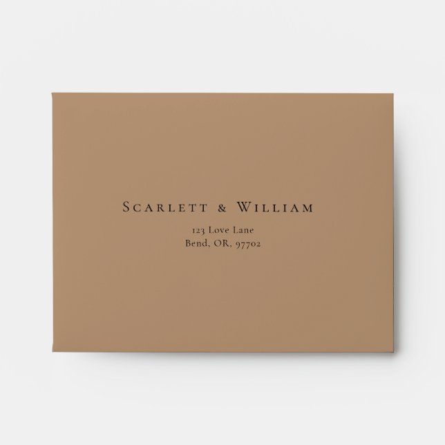 Simple Fall Terracotta Self Addressed Wedding RSVP Envelope (Front)