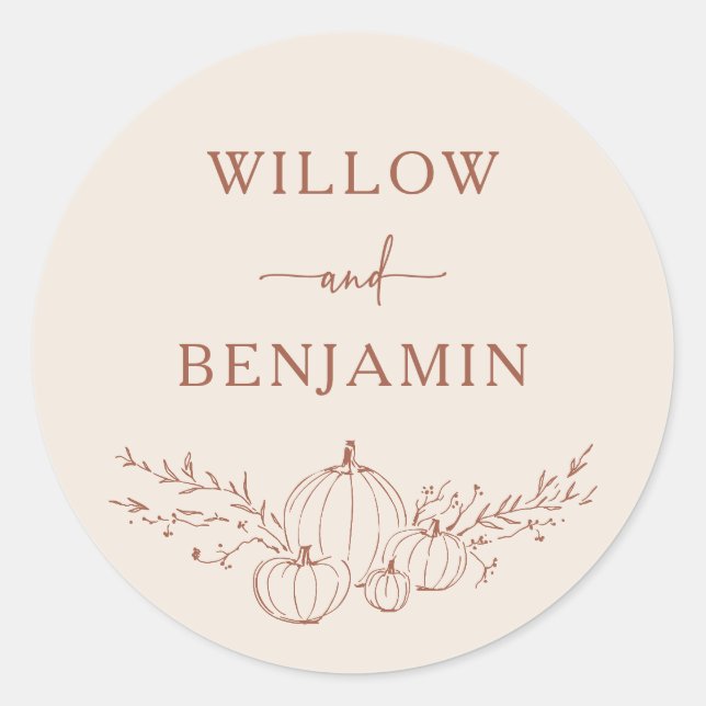 Simple Fall Wedding Sticker (Front)