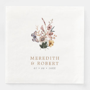 Simple Fall Wild Flowers Wedding Napkin