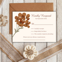 Simple Fall Wildflowers Rustic Wedding RSVP Card