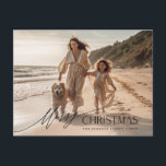 Simple Family Dog Beach Photo Christmas Holiday Postcard<br><div class="desc">Introducing our "Modern Family Christmas With Pet Dog Beach Holiday Postcard" – the perfect way to celebrate the holiday season with a touch of coastal charm. These family Christmas postcards combine the warmth of family greetings with the beauty of a tropical beach setting. Featuring your family and your beloved pet...</div>