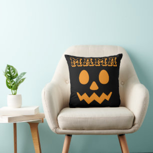 Simple Family Halloween Mama orange pumpkin Throw Pillow