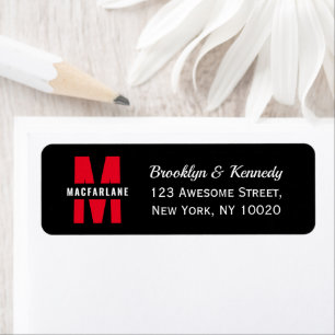 Simple Family Minimalist Black Red White Monogram