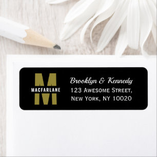Simple Family Minimalist Black White Gold Monogram