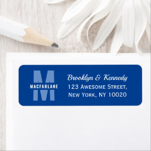 Simple Family Minimalist Blue And White Monogram
