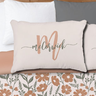Simple Family Monogram Name Neutral Colour Accent Pillow
