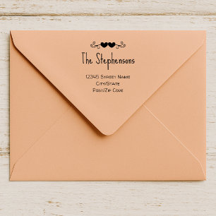 Simple Family Name Handwritten Style Hearts Self-inking Stamp